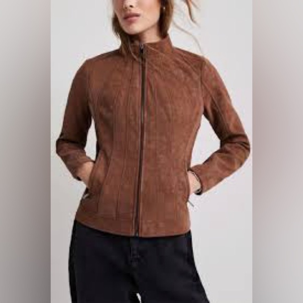 TRIBAL | faux suede zip up jacket | size large